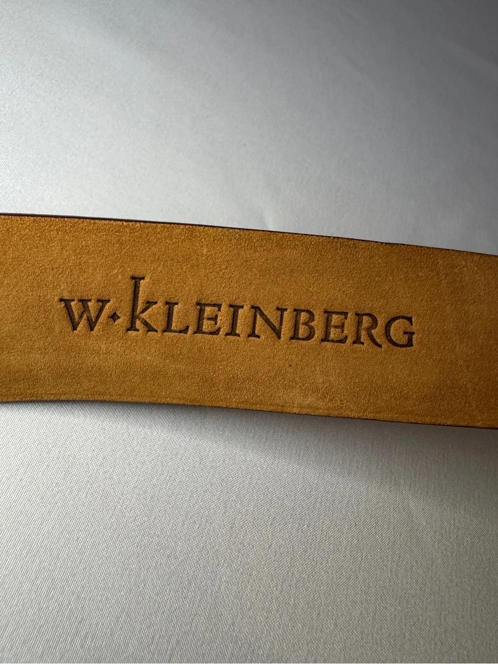 NWT Vintage W. Kleinberg Brandy Brown Glazed Nappa Leather Wide Belt 40 Silver
